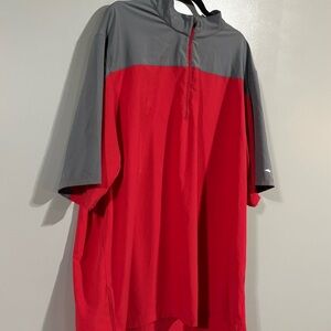 Men's Red and Gray Half-Zip Pullover Shirt
